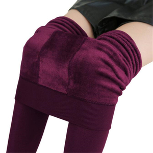 Leggings d'hiver chauds pour femmes en velours, longueur cheville, taille haute, grande taille, couleur unie, pour garder au chaud - Product Image 3