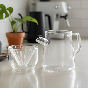 Emode 600ml – Ensemble de cafetière à filtre <span class=keywords><strong>design</strong></span> européen avec <span class=keywords><strong>carafe</strong></span> en verre borosilicate, filtre réutilisable, portable pour usage en café - Product Image 5
