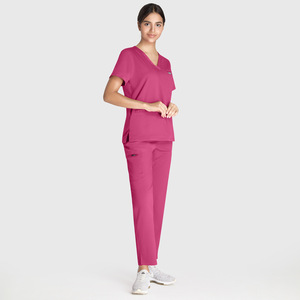 Uniforme de Trabajo para Enfermera y Doctora, Conjunto de Dos Piezas, Manga Corta Tejida, Elástica, de Secado Rápido, <span class=keywords><strong>Pantalones</strong></span> Largos de Pierna Recta, Traje Médico 42192 - Product Image 5