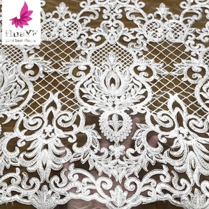 Vải tuyn Pháp đính sequin màu trắng tinh khiết, ren cưới dành cho đám cưới 2021 HY1399--1 - Product Image 2