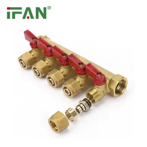 IFAN Fabricant OEM ODM Forgé Plomberie 2 3 4 5 6 Voies Laiton PEX Collecteur d'Eau avec Valve