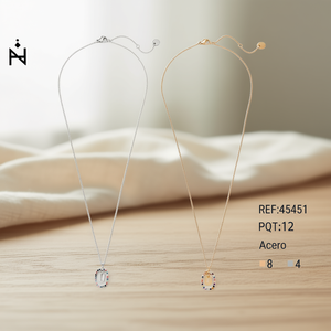 Collana con Ciondolo a Forma di Lettera U con Diamante, Taglio Ovale 10x15Cm, Minimalista in Acciaio Oro e Argento, per Uso Quotidiano Unisex - Product Image 3