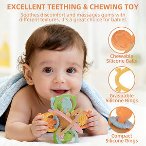 Nuevos Juguetes <span class=keywords><strong>Sensoriales</strong></span> para Bebés: Sonajeros y Mordedores Manhattan Ball de Grado Alimenticio - Product Image 1