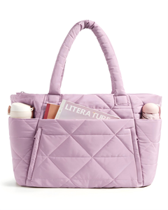 Bolso Tote Acolchado con Cremallera, Bolso de Hombro Grande con Compartimentos para Viajes, Trabajo, Gimnasio - Product Image 4