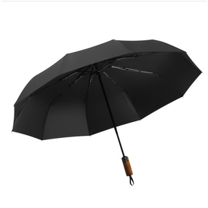 Men's Business Folding <b>Umbrella</b> Full-<b>Automatic</b> One-Button Opening/Closing Wooden Handle Lettering Logo Advertising Manufacturers - Product Image 1