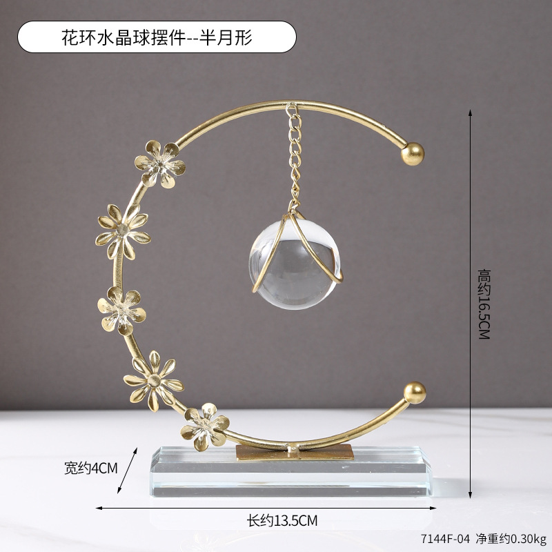 Garland crystal ball ornament--half-moon shape