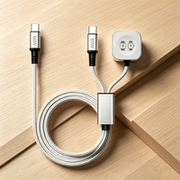Cable de Carga 2 en 1 de Compatibilidad Universal, 60W, Tipo C a Tipo C y Cargador Magnético para Relojes, para Todos los Teléfonos Inteligentes y Relojes con Tipo C