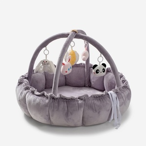 Grand tapis d'éveil sensoriel 3-en-1 épaissi en forme de pétale, avec jouets détachables, coussin et tapis d'activités pour bébé - Product Image 6