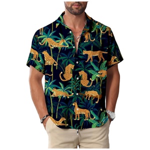 Beach Summer Wedding Mandarin Collar Anti-UV Anti-Pilling Button <b>Down</b> Twill Mens Casual Stylish Hawaiian Shirt Sleeveless - Product Image 3