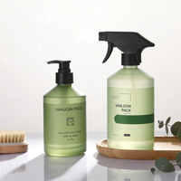 Botol Kaca Pompa Sabun Cair 16 Oz Besar 500ml, Kosong, Hijau, Model Bahu Miring Bulat, untuk Sampo, Gel, Lotion