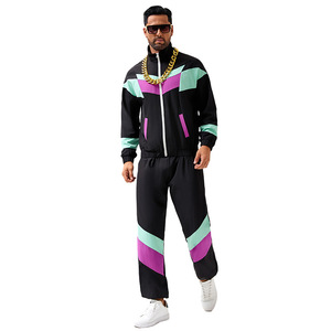 Conjunto de Chaqueta y Pantalones Deportivos Retro Disco Hip Hop de los 80, Unisex, Ropa de Baile para Adultos, Ropa para Actuaciones en Escenario, Fibra de Poliéster 70% - Product Image 1