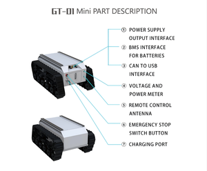 Chasis Todoterreno Multifuncional con Control Remoto Inteligente, Plataforma Robótica Móvil UGV con Capacidad de Carga de 50 kg, AMR <span class=keywords><strong>AGV</strong></span> HuiXing <span class=keywords><strong>GT</strong></span>-01 - Product Image 4