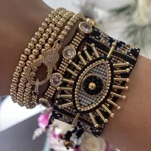 LS-B1277 Bracelet For Women MIYUKI Evil Eyes Bracelets lobster clasp Turkish Eye handmade 2020 gold beads Jewelry