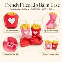 Étui à baume à lèvres en forme de frites 5G personnalisé ISMAN, mignon, en forme de cœur, créatif, pour enfants, conteneur de restauration rapide, emballage cosmétique, vente en gros