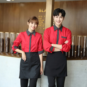 Chemises d'uniforme <span class=keywords><strong>de</strong></span> travail pour employés, style color-block, printemps et automne, manches longues, uniforme <span class=keywords><strong>de</strong></span> travail <span class=keywords><strong>de</strong></span> restaurant, chemise ajustée - Product Image 2