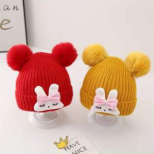 Winter 100% Cotton <b>Knitted</b> Beanie <b>Hat</b> for Toddler Cute Cartoon Bunny Bucket Cap for Outdoor Ear Protection - Product Image 3