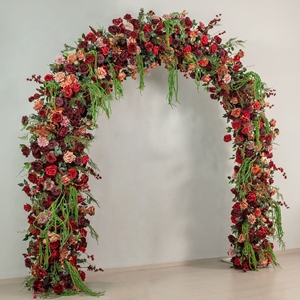 Arche de <span class=keywords><strong>roses</strong></span> rouges vintage, support de fleurs artificielles de luxe, cadre pour décoration de fond de mariage et de fête, accessoire floral artificiel durable - Product Image 5