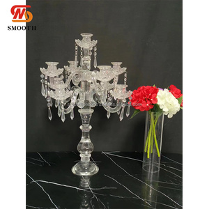 Candélabre en cristal transparent de haute qualité, 9 têtes, 66 cm, design miroir, centre de table pour mariage et fête - Product Image 3
