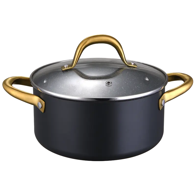 Aluminum 24cm Marble Nonstick Coating Oven Dutch Induction Soup Pot PVD Handle Casserole Suitable For All Kinds Of Gas Stove