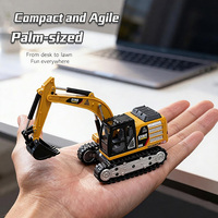 Mini Excavatrice RC en métal à l'échelle 1:64, véhicule de construction, chargeur, contrôle entièrement proportionnel, modèle réaliste, jouet pour enfants, cadeau