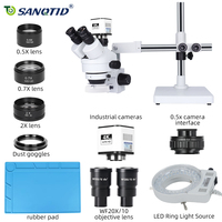 SANQTID Mobile Phone PCB Watch Repair 3.5-90X Trinocular Stereo Microscope 4K HDMI USB Industrial Camera 360° Rotating Bracket