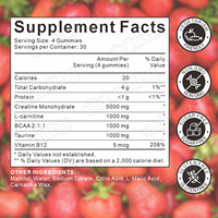Gummies à la créatine Vitahealthy OEM/ODM en marque privée, 5000 mg, testées par 3 parties, halal, sans sucre, gummies à la créatine monohydratée