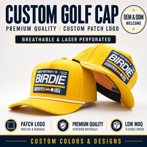 Pristine Oxford Sporty 5 Panel Solid <b>Waterproof</b> Golf Cap Custom Silicone Logo Low MOQ OEM Laser Perforated Flexible Production - Product Image 1
