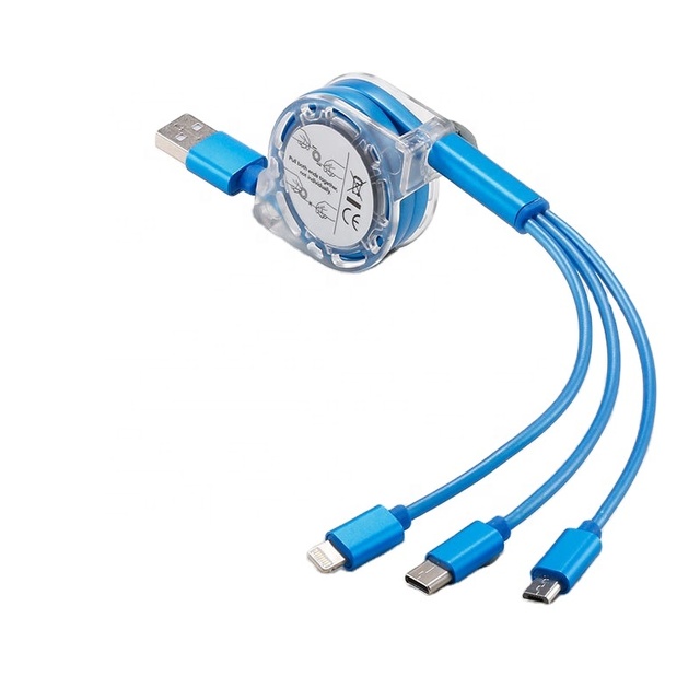 Custom Nylon Braid 1.2m Mobile Phone 3in1 Cable Type C Micro Usb Charging Cables Three in One