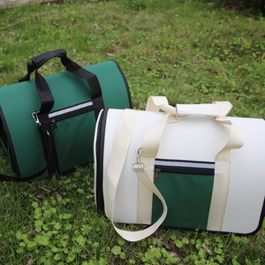 Transportadora para Gatos, Bolsa de Viaje Redonda, Transpirable, de Tela Oxford Blanca y Verde, para Mascotas - Product Image 2