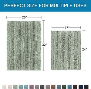 <span class=keywords><strong>Tapis</strong></span> <span class=keywords><strong>de</strong></span> <span class=keywords><strong>salle</strong></span> <span class=keywords><strong>de</strong></span> <span class=keywords><strong>bain</strong></span> et ensemble <span class=keywords><strong>de</strong></span> <span class=keywords><strong>tapis</strong></span> <span class=keywords><strong>de</strong></span> <span class=keywords><strong>bain</strong></span> HVERSAILTEX Sage en chenille tuftée rayée, extra épais, antidérapant, 2 pièces (32x20 + 24x17 pouces) - Product Image 2