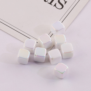 Perles acryliques carrées dégradées en forme de cube de 8 mm, plaquées, pour la fabrication de bijoux DIY, accessoires, été 2024 - Product Image 4