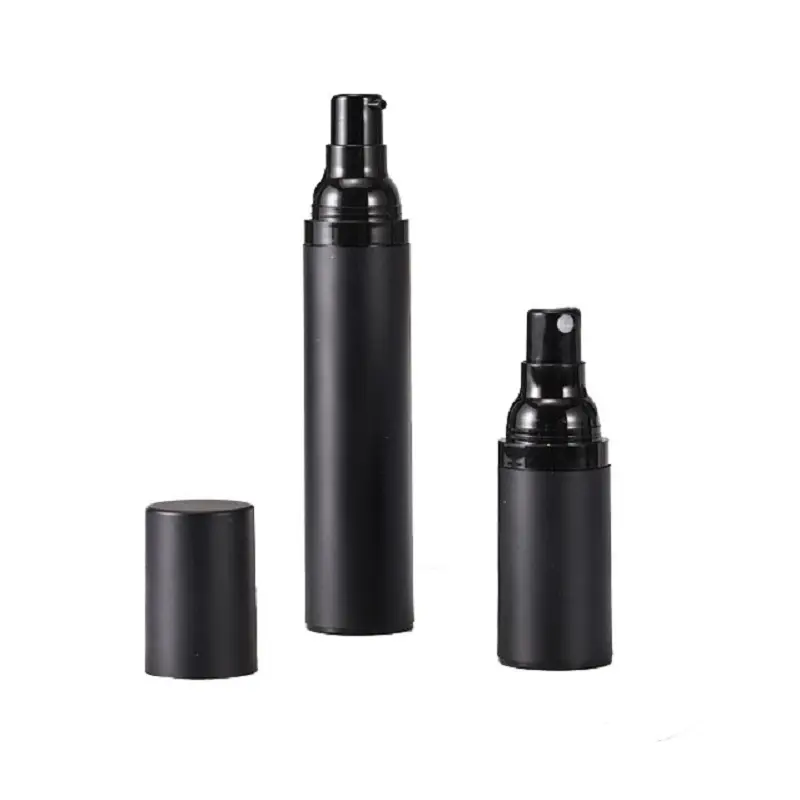Leere gefrorene schwarze kunststoff-Lotion-Pumpflaschen Kosmetikbehälter nachfüllbarer Reisespender Hautpflegeverpackung