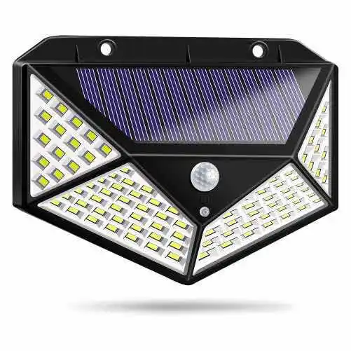 Howlighting Outdoor 100 LED Lámpara de jardín solar impermeable Sensor de movimiento PIR Luz de jardín de pared solar