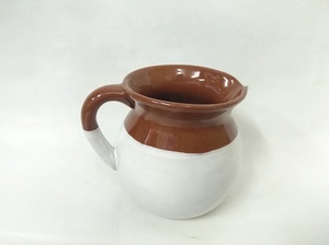 Pot de stockage de nourriture en <span class=keywords><strong>terre</strong></span> <span class=keywords><strong>cuite</strong></span> ronde en céramique <span class=keywords><strong>blanche</strong></span> et brune avec couvercle - Product Image 4