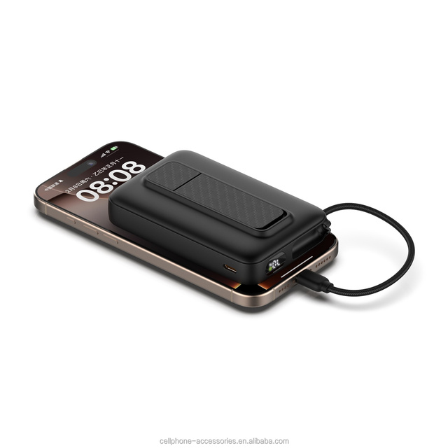 Mini Ultra Slim 2-in-1 Li-Polymer Power Bank 10000mAh Digital Display Built-in Cables Quick Charge Type-C Travel-Friendly