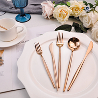 Ensemble de couverts en acier inoxydable rose doré, couteau, fourchette et cuillère pour mariage, fête, banquet, hôtel, restaurant, événement