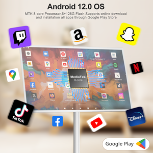 New <b>Portable</b> <b>TV</b> Touch Screen Monitor With Wheels 21.5 Smart Android 13 Rechargeable LCD Display for Business Rotatable Angle Off - Product Image 2