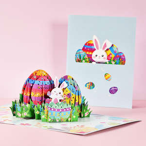 Tarjetas de Felicitación y Postales de Pascua Tridimensionales Hechas a Mano al por Mayor con Huevos de Conejito y Diseño Emergente Festivo - Product Image 1