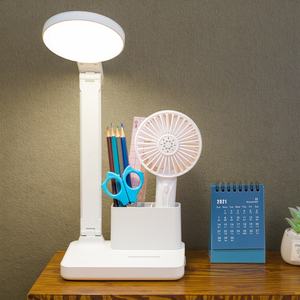 Lampe de table LED à tête ronde, avec prise USB, pliable, avec support, fonction porte-stylo, lampe d'étude pour étudiants - Product Image 1