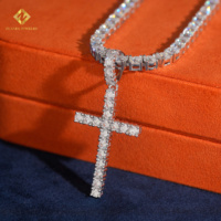 Joyería IGI de lujo, hecha a medida, brillante y a la moda, colgante de cruz de plata de ley 925 con diamante cultivado en laboratorio y certificado.