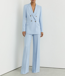 Blazer Azul Claro Cruzado para Mujer con Botones Dorados, Solapa con Muescas y Bolsillos con Solapa – Elegante Ropa de Oficina - Product Image 6