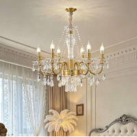 Lampe suspendue de plafond de style nordique français, lampe suspendue en cristal de luxe, lustre pour salon, salle à manger