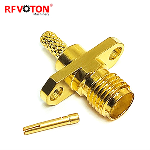 Fabrika kaynağı altın kaplama Sma kadın Jack Hembra 2 delik flanş paneli Rg316 vida Rf koaksiyel koaksiyel konnektör Rohs stokta bakır - Product Image 2