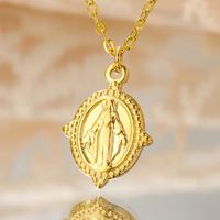 Collier en acier inoxydable Myshape Vierge Marie plaqué or, bijoux religieux pour catholiques, idéal pour les fêtes, Noël, Nouvel An, cadeaux