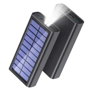 2024 New Trending Products Big Battery 20000mAh Double USB Power Station Portable Charge with Flashlight Solar Power Bank