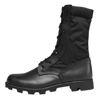 Bottes de combat légères, imperméables, à lacets, avec semelle en caoutchouc, en cuir Nappa noir, 24,5 cm, protection de sécurité