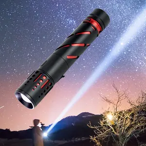 Lanterna EDC super brilhante com zoom à prova d'água, lanterna LED leve de metal recarregável tática poderosa com zoom