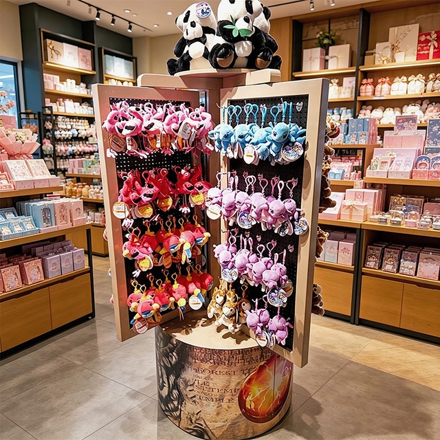 Custom Boutique Gift Store Retail Key Chain Postcard Greeting Card Souvenirs Accessories Metal Rotating Display Stand Rack