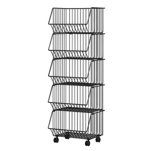 Wire <b>Basket</b> <b>Storage</b> Rack 2 Tier Removable Rectangle Standing Type With Handle For Kitchen Food Container - Product Image 5