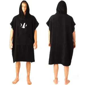 Custom Hooded Poncho Beach Towel Custom Terry Cloth Cotton Surf Poncho Changing Robe Swimming Changing Towel